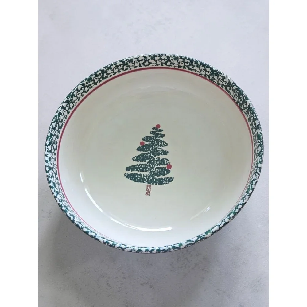 Furio Serving Bowl Holiday Christmas Tree Durable Stoneware Festive Decor Italy